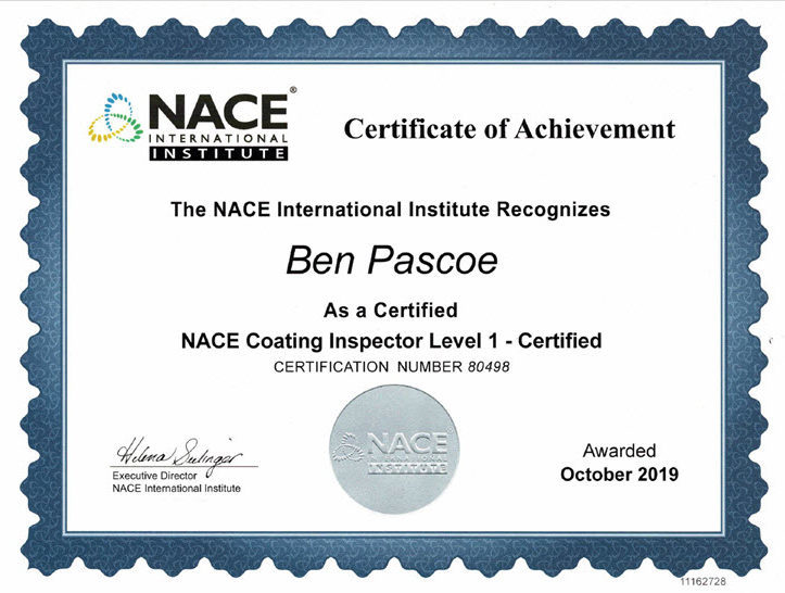 Nace Certificate Complete Metal Protection